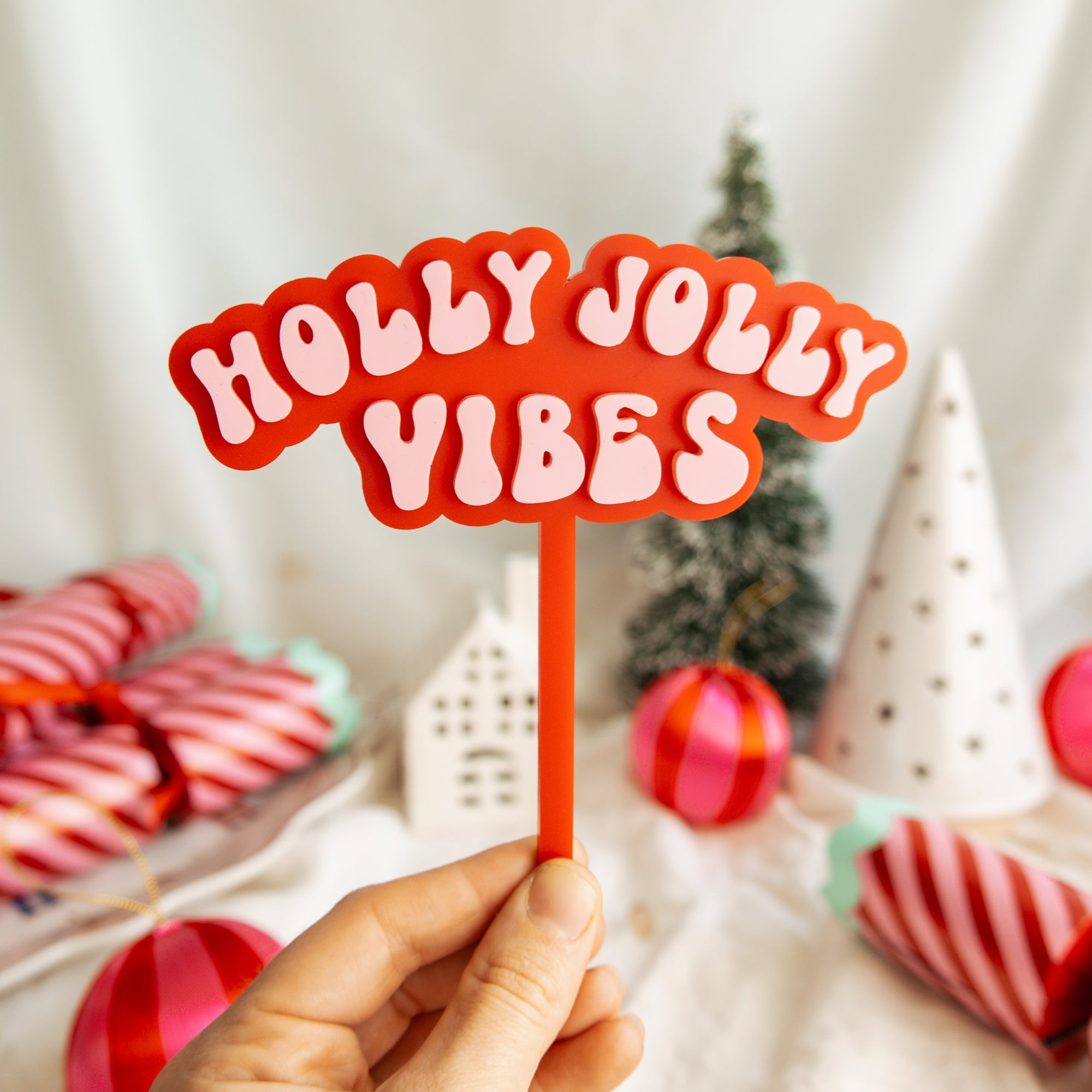 Holly Jolly Vibes - Cake Topper