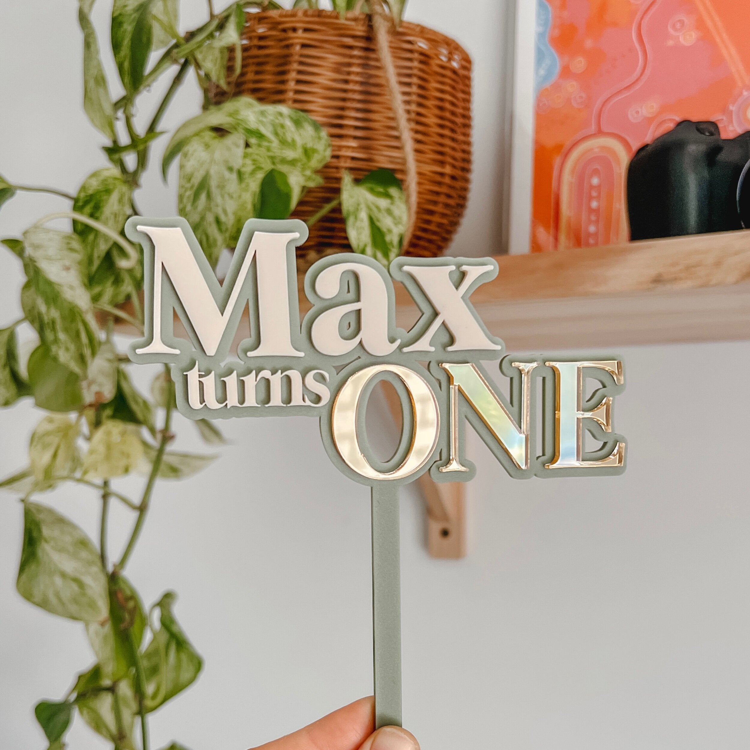 Custom Name Turns Age - Cake Topper