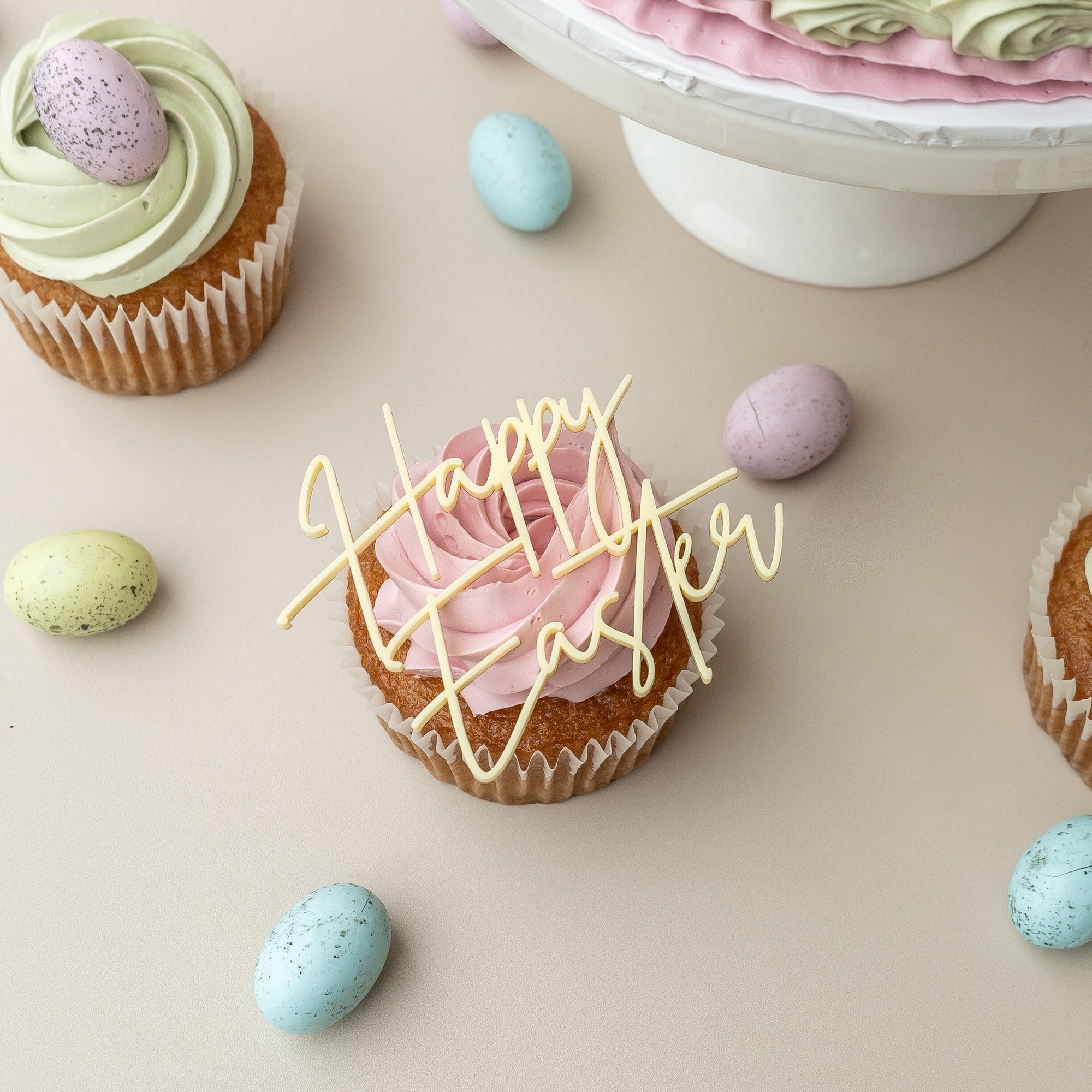 Happy Easter - Single Layer Cupcake Topper-SQ9512428