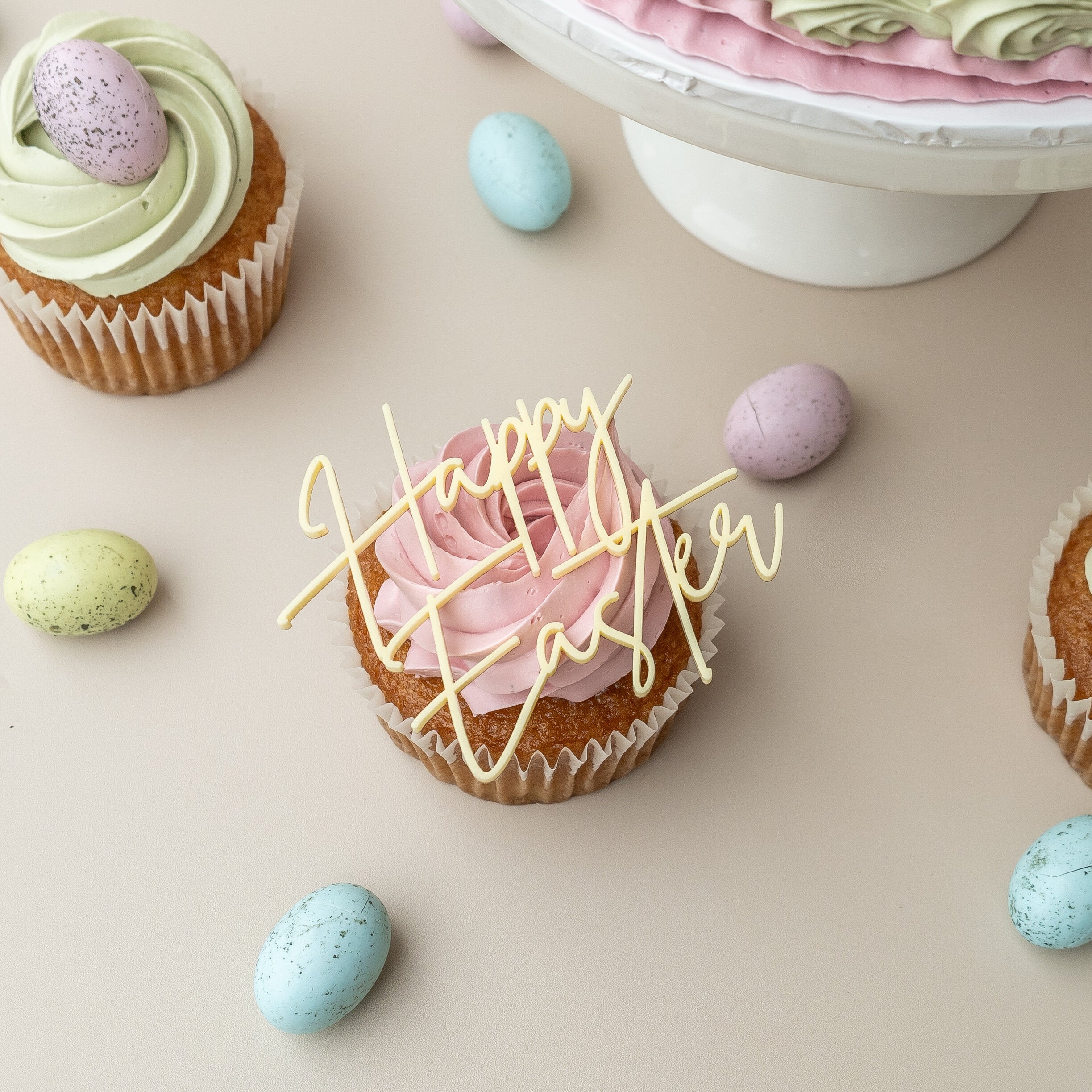 Happy Easter - Single Layer Cupcake Topper-SQ9512428