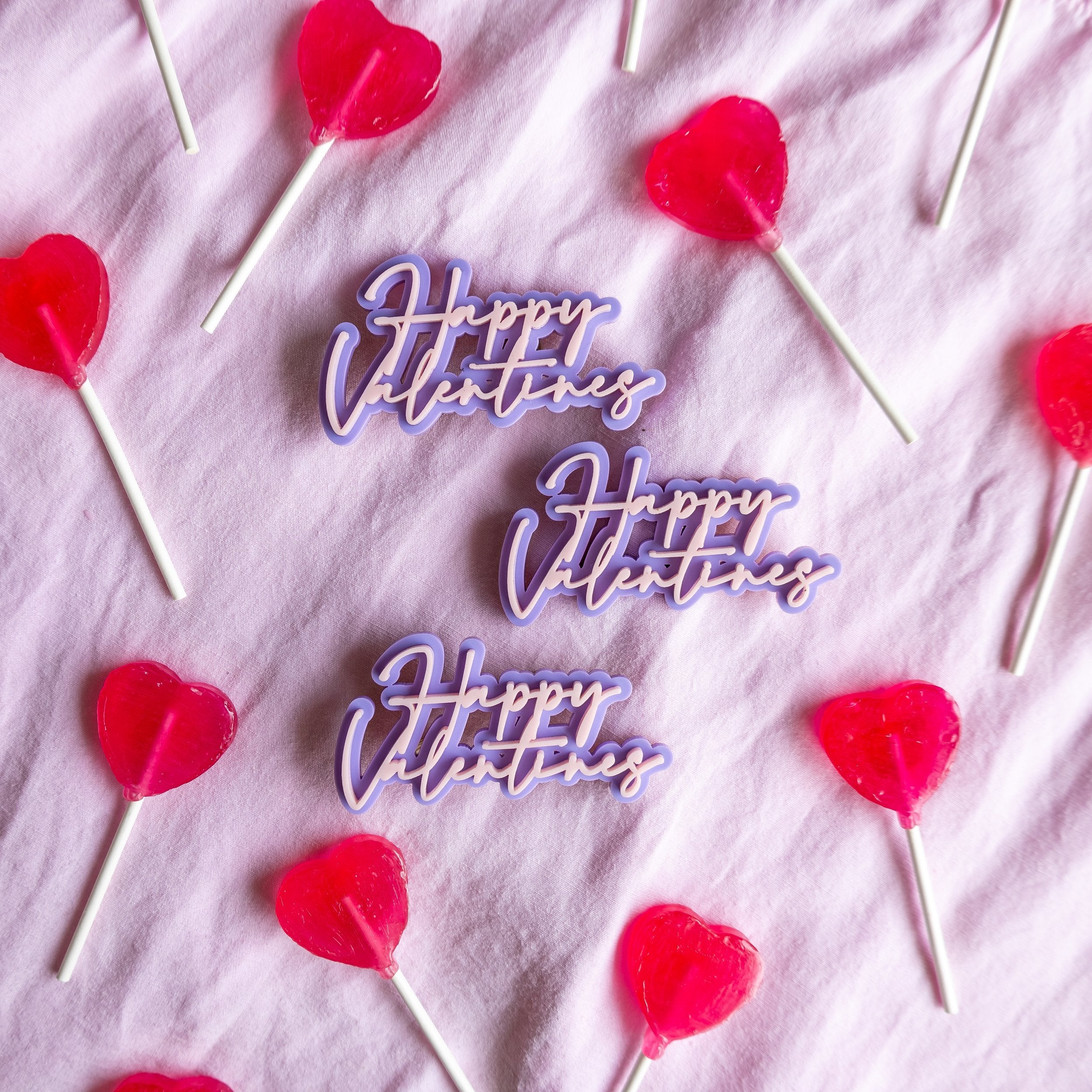 Happy Valentine's - Layered Cupcake Topper-