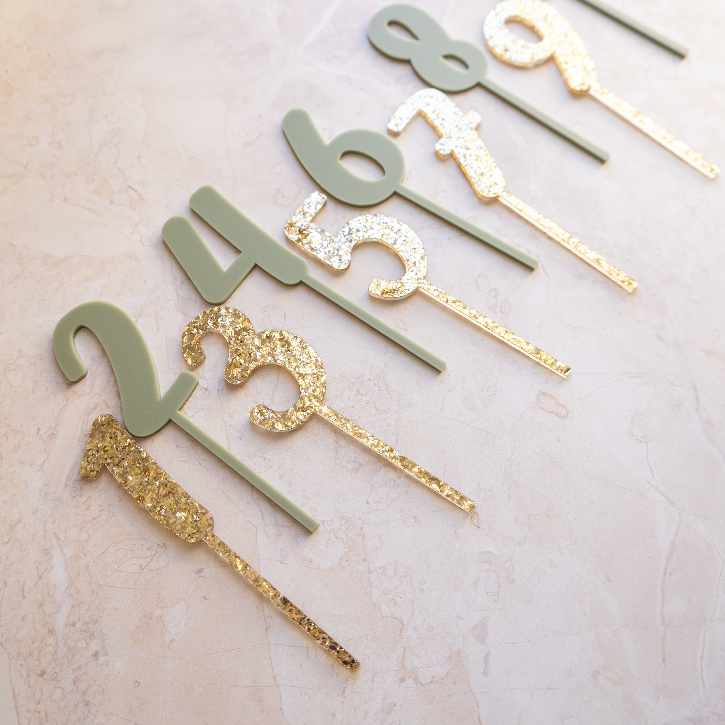 Mini numbers to sit on a cake - made from acrylic 