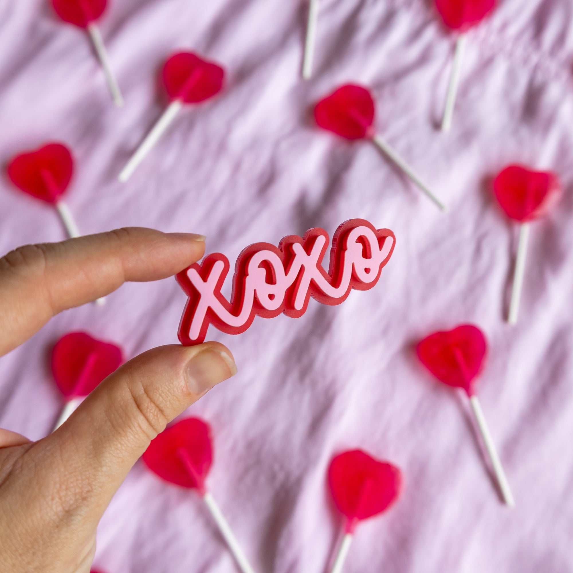 Xoxo - Layered Cupcake charm in capital letters with a cursive font